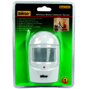 HomeSafe Wireless Motion Detector Sensor in retail packaging.