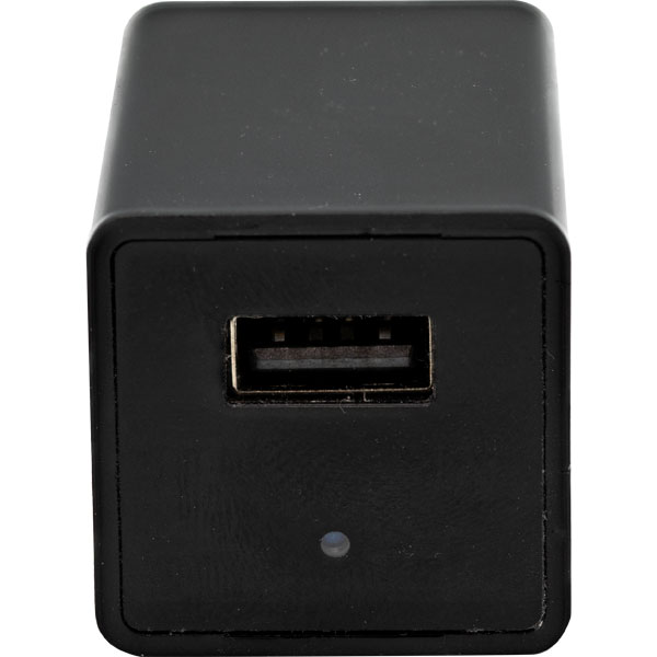 Front view of USB Charger Hidden Spy Camera showing the USB port and indicator light.