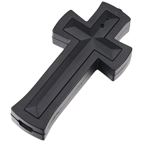 Close-up of the Cross Hidden Spy Camera highlighting its compact design.