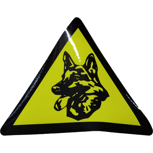 Warning Sticker with Dog Symbol for Security Alert.